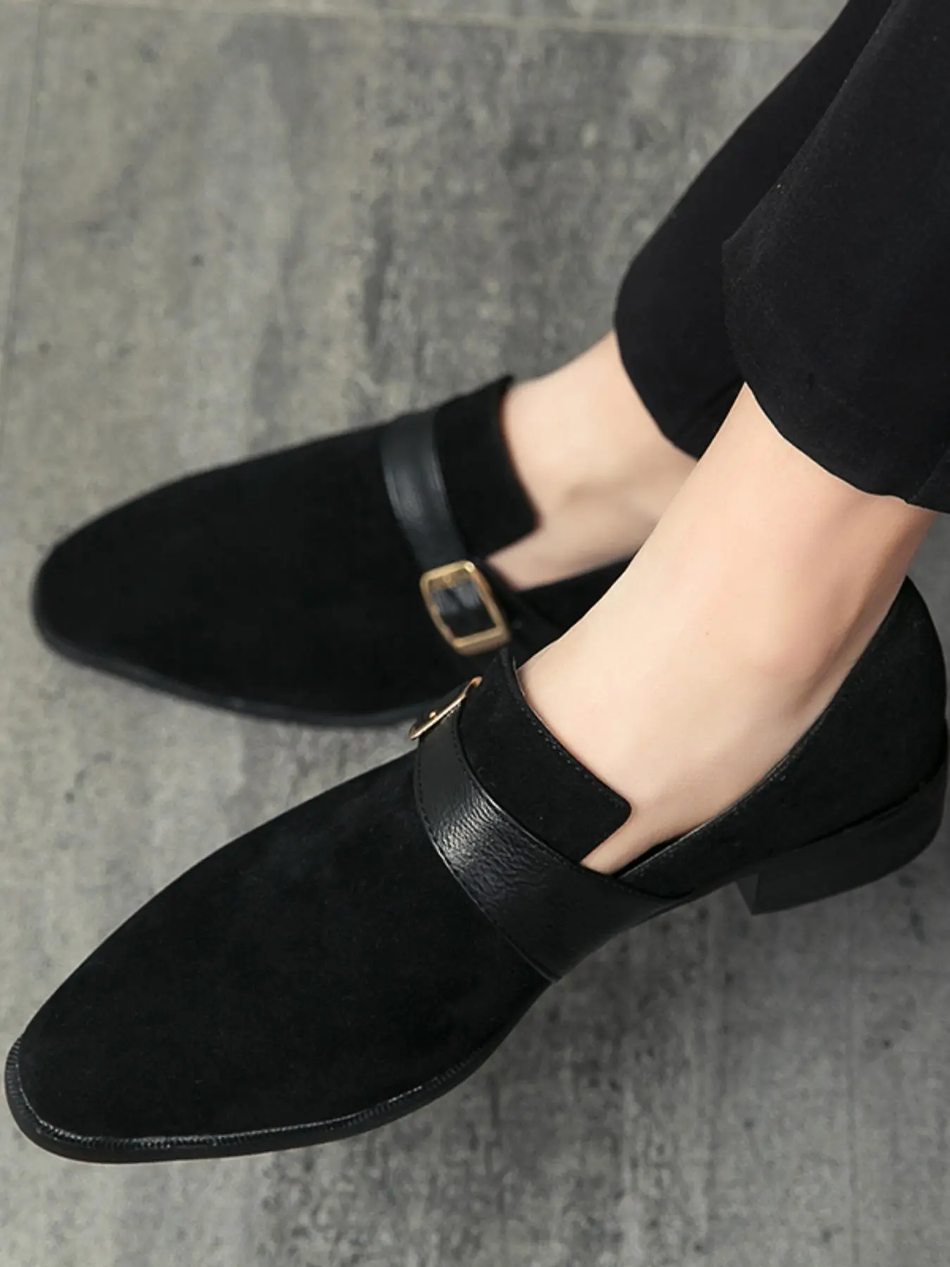 Men's Solid Color Buckle Decor Fashionable Loafers, Casual Comfortable Breathable Slip-on Footwear Flat Shoes for Daily Wear, Fashion Shoes for Party, Daily Clothing Decor, Boy, Walking Shoes, Casual Footwear