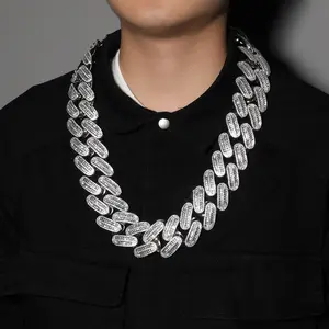 【PANDA Jewelry】Gang gang Hip-hop 26MM Heavy Industry Fully Inlaid VVS1 AAAAA Cubic Zirconia Cuban Chain Trendy Hip-hop Cool Necklace Suitable for Both Men and Women to Wear