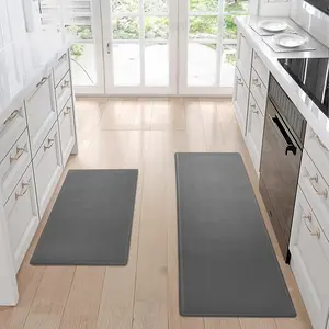 Kitchen Bath Floor Mat Two-piece Set Non-slip Waterproof Easy To Scrub For Home Cover