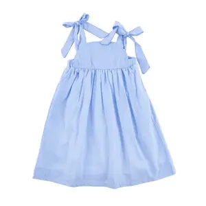 Blue Gingham Skyler Dress - Cute Tie Strap Outfit for Girls