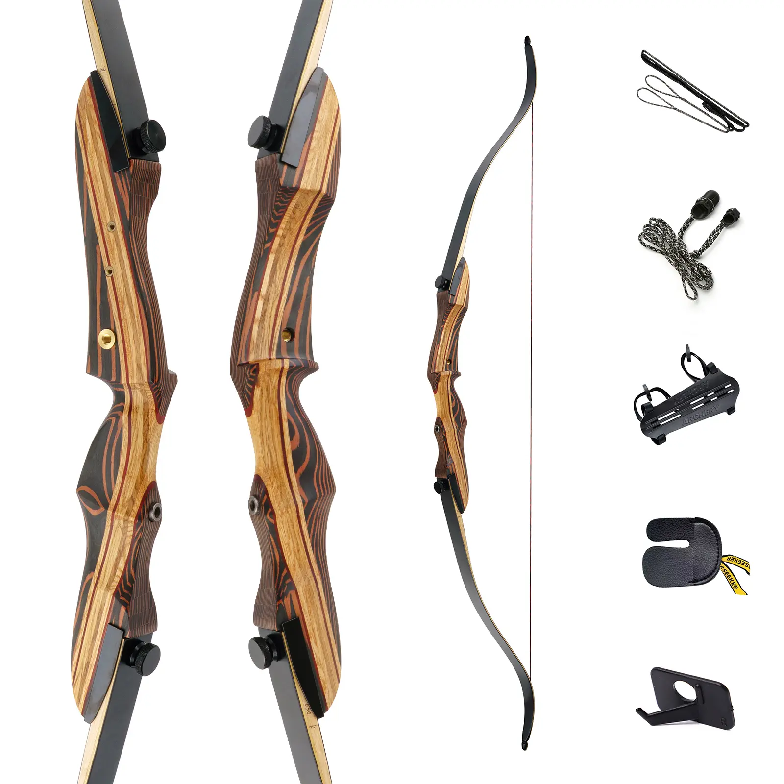 Deerseeker Archery 62" Takedown Recurve Bow Set with Right Hand & Left-Handed Riser Laminated Limbs 20-60 lbs for Adults & Youth, Archery Practice & Bow Hunting