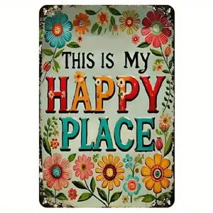 Aluminum Vintage Floral Wall Art 8x12 Inch Rustic Welcome Sign for Garden Home Bar Cafe Decoration Aluminum Metal Plaque