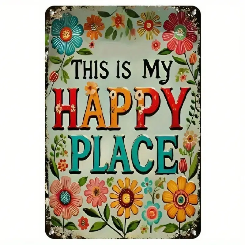 Aluminum Vintage Floral Wall Art 8x12 Inch Rustic Design Welcome Sign for Garden Home Bar Cafe Decoration Aluminum Metal Plaque