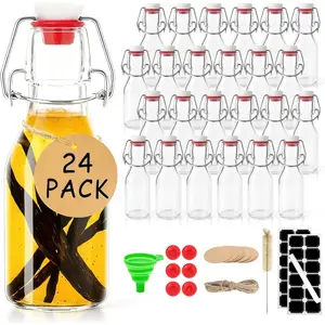 24-Pack 4 oz Swing-Top Glass Bottles with Lids, Flip-Top Airtight Glass Bottles for Kombucha, Coquito, Syrup, Vanilla Extract, Beer Brewing, Kefir — Ideal for Gifting