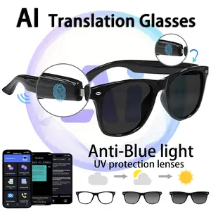 Ai Smart Glasses 164 Wireless Translation Eyewear, Wearable Smart Glasses, Anti-Blue Light, UV Protection, Waterproof, Wireless Music & Calls, Voice Control