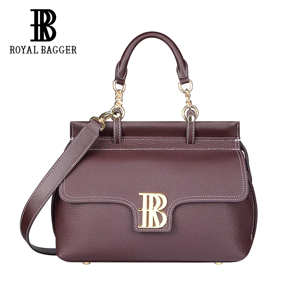 Royal Bagger Women's Genuine Leather Handbag, Elegant Structured Top Handle Bag with Large Capacity, Convertible Crossbody for Everyday Carry, Authentic Bag, Casual Everyday Bag