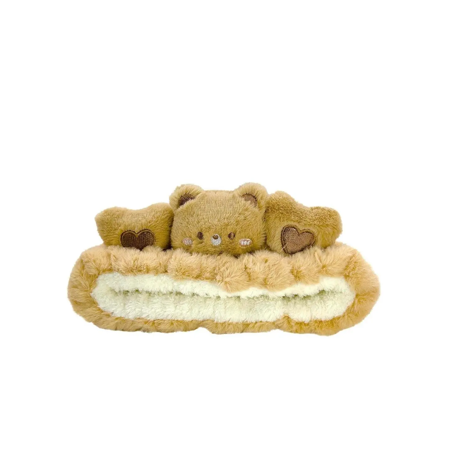 Spa Cute Bear Headband for Women Skin Care, Makeup and Wash - Soft Microfiber Coral Fleece Towel Headband for  Hair (Brown, Bear)