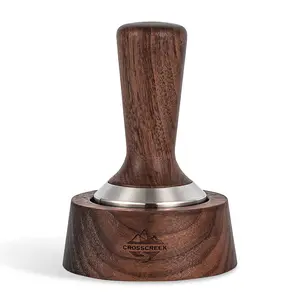 CrossCreek 58mm Espresso Tamper | Fits All 58mm Espresso Portafilter | Breville/Rancilio/La Marzocco/etc. | Stainless Steel & Walnut Espresso Hand Tamper Tools | Espresso Machine Accessories