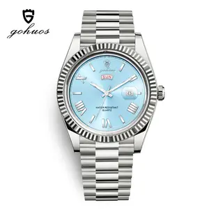 GOHUOS Fashion Men Watches Top Brand Luxury Wristwatch Day Date Miyota Quartz Watch Men Waterproof Steel Male Clock Reloj Hombre