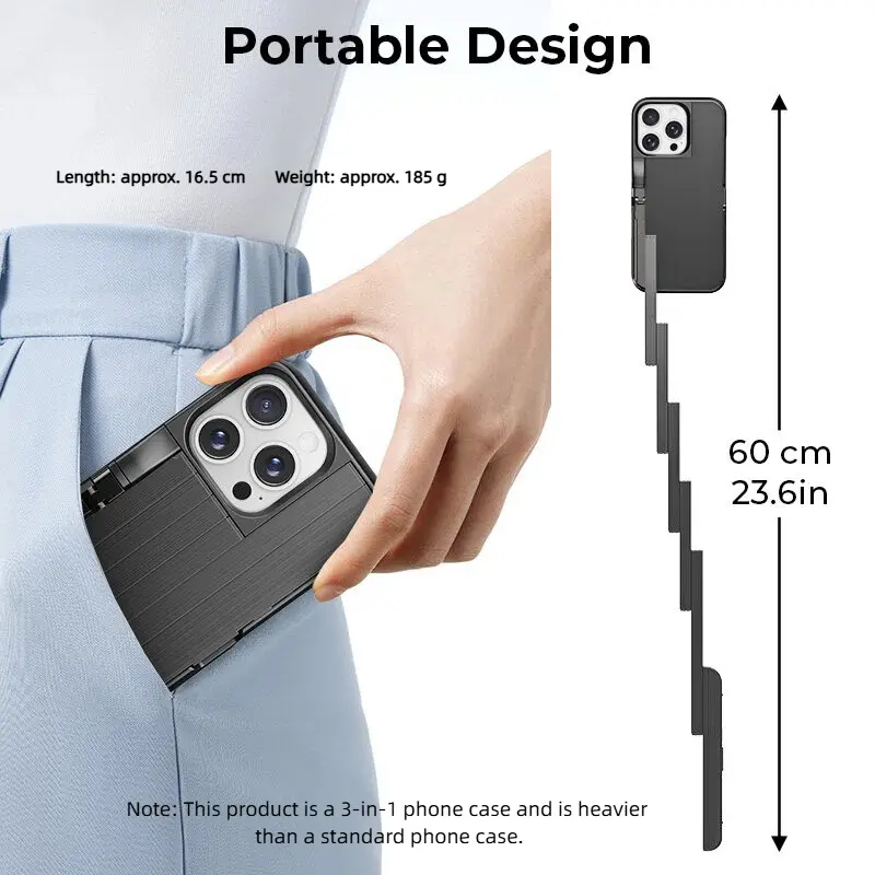 iPhoneアクセサリー TIDEOK 3-in-1 Phone Case Selfie Stick TIDEOK Bluetooth & Extendable Selfie Stick Phone Case for iPhone