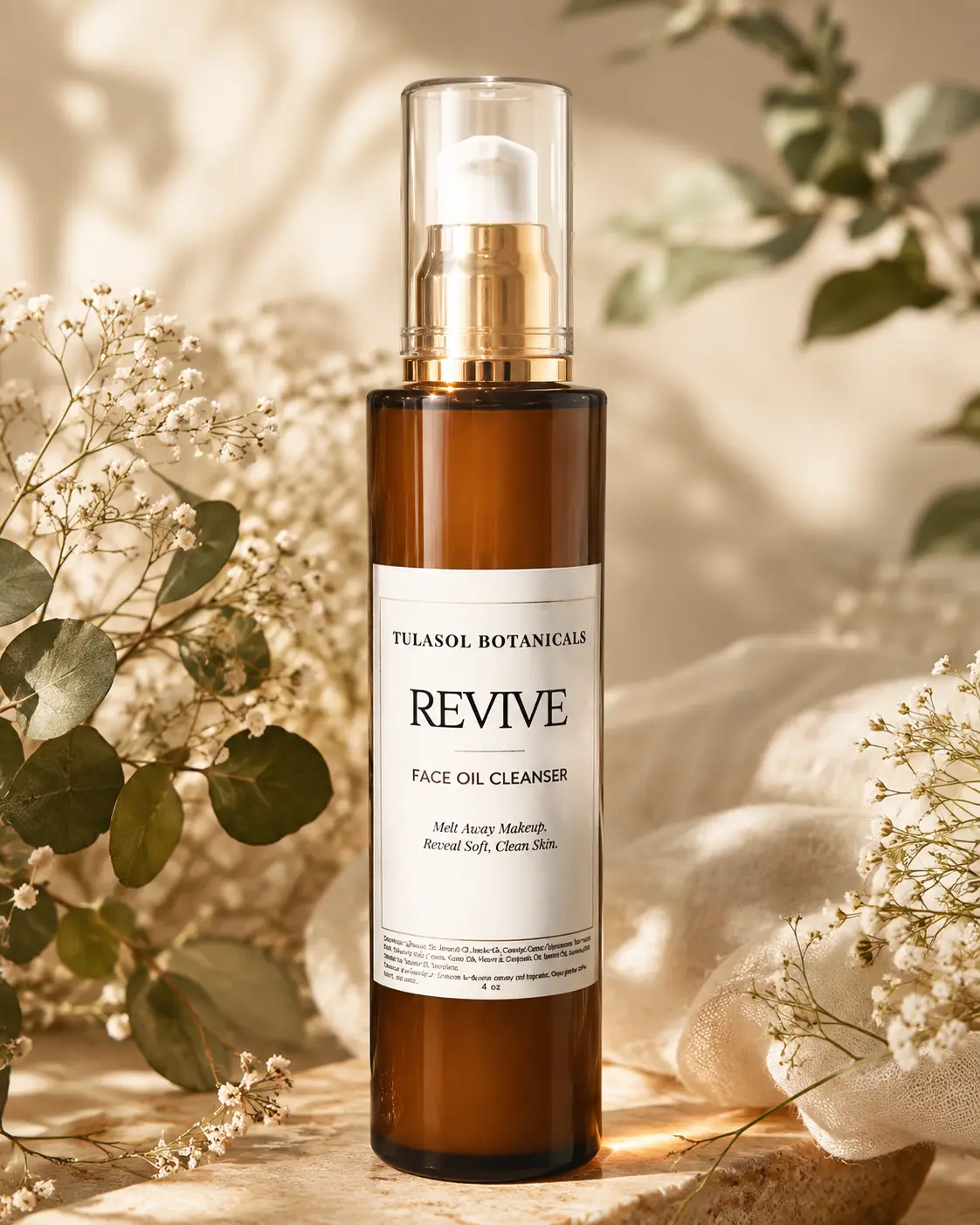 REVIVE Silky Safflower Cleansing Oil – Makeup-Removing Face Cleanser with Safflower, Sweet Almond, Jojoba, Olive, Castor, Tamanu, Neem & Vitamin E – Rinses Clean Without Drying