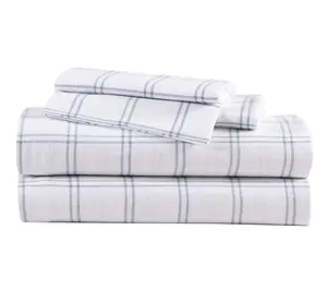 Eddie Bauer Westridge Plaid Blue Cotton Queen Sheet Set