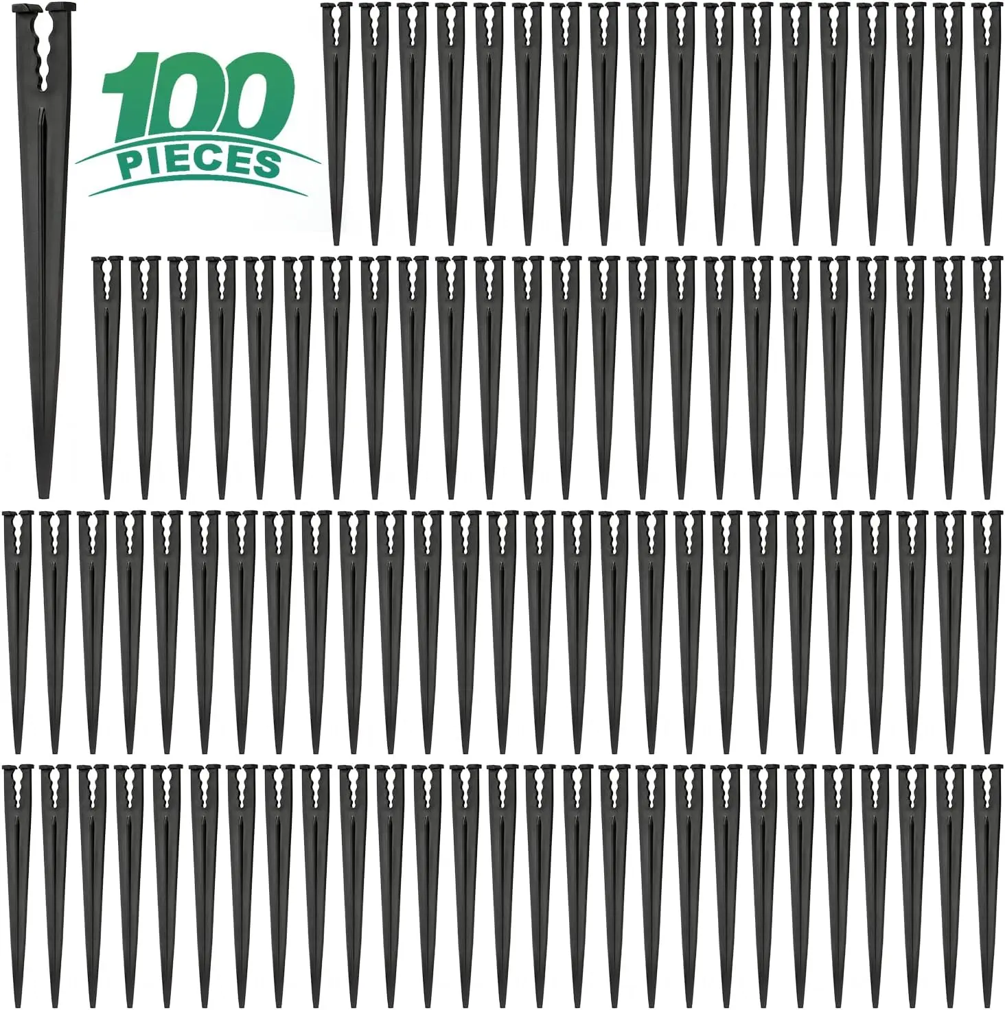 100 Pack 1/4 Inch Drip Irrigation Support Stakes, Plastic, 5.68 Inch, Barb Connector, Ideal for 1/4-Inch Tubing, Indoor/Outdoor Use
