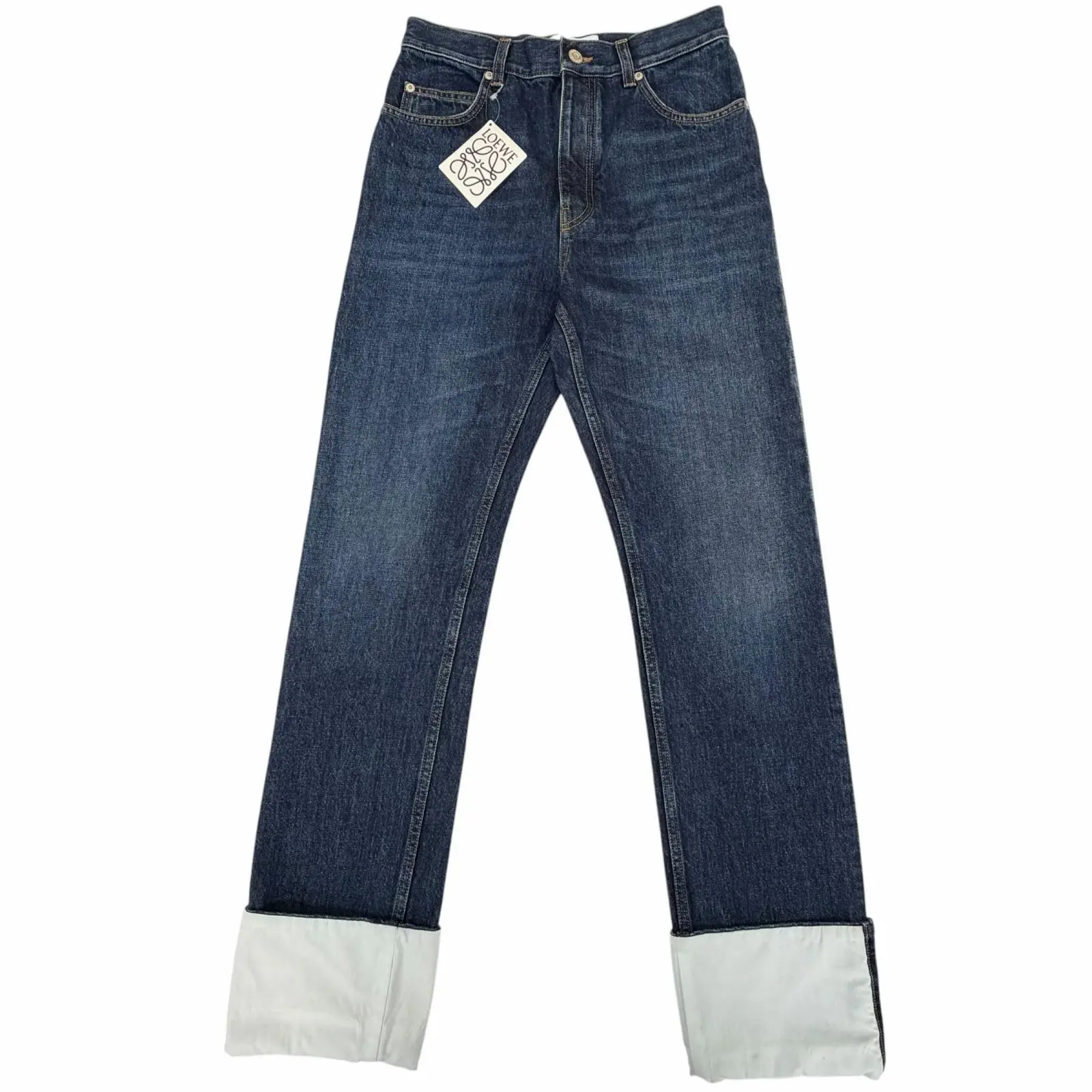 Pre-owned Loewe Cotton Small Leather Goods Denim Pants