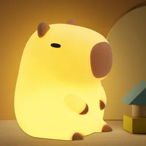 Pookie-Cartoon Capybara Design Night Light, USBRechargeable Animal Shaped Night Light, PortableTouch Control Light For Bedroom, Living Room gift  night light Lamp,Christmas Gift New Year Gift