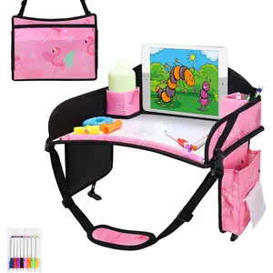 Travel Tray, Travel Tray for   Seat,   Seat Lap Tray, Carseat Tray for  Travel, Carseat Table Tray for  Travel Activities (Light Pink)