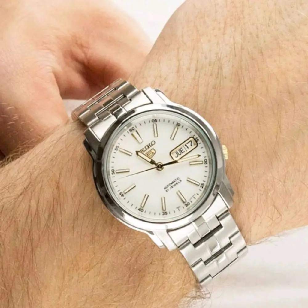 新品未使用　SEIKO5 SNKL77K1 オートマチック　 ホワイト Brand New Seiko 5 Automatic Silver stainless steel 100m water