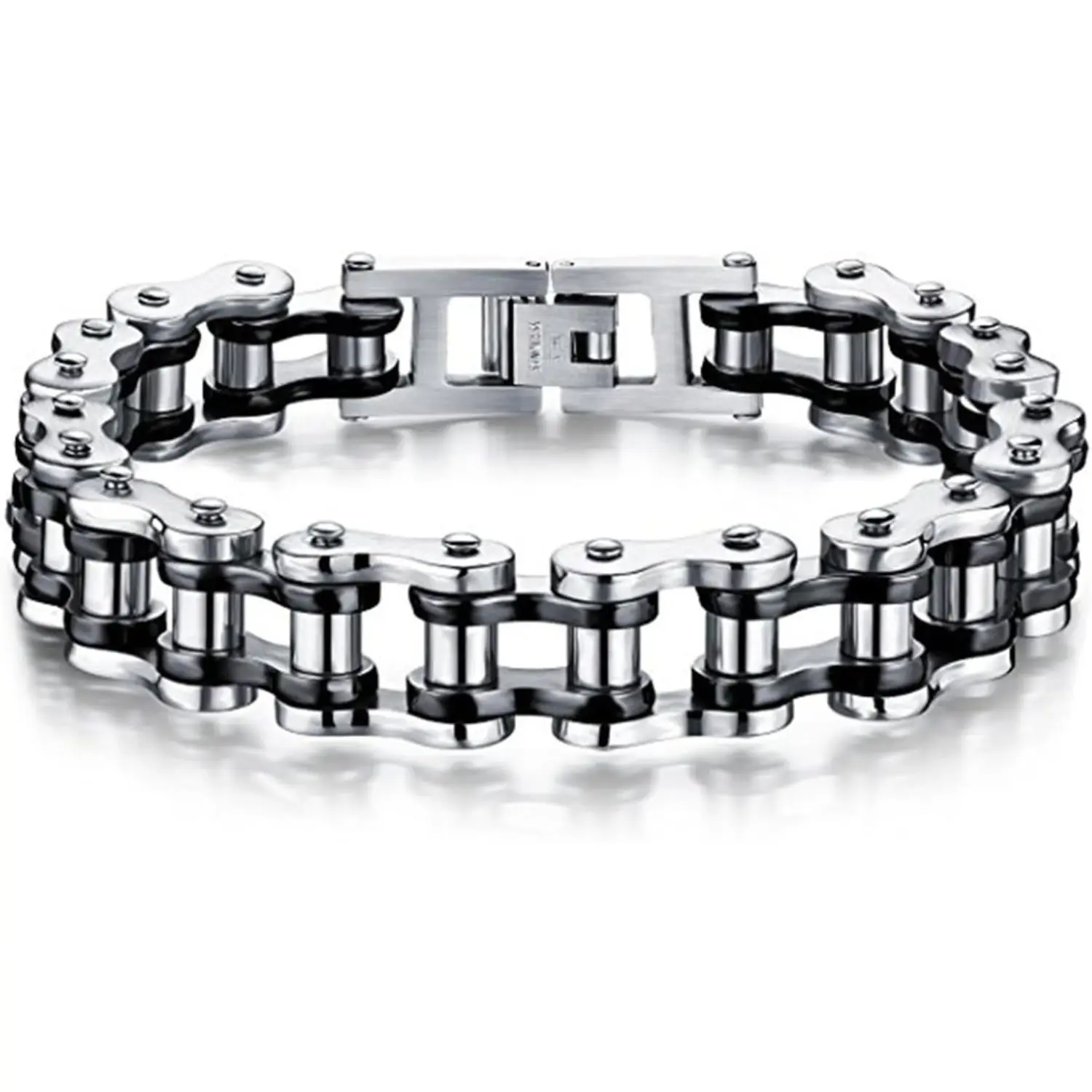 Men's Chunky Biker Chain Bracelet, Stainless Steel Motorcycle Link Design, 8.4-Inch Casual Fashion Accessory, Chunky Chain Bracelet, Male, Chain Wristband