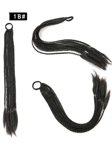 Handmade African Braids 24 Inch Wig for Women, Hook Loop Hair Extensions, 12 Strands Dirty Braid Tail, 50g Colorful Three Strand Braids, Synthetic Hair Piece