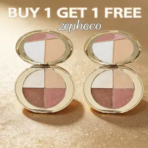 【Buy 1 Get 1 Free】zephoco Glow Eyeshadow Blush Palette 4 in 1 Highlighter Blush Eyeshadow Natural Radiance Glass Skin Finish Long Lasting A Gift for Mom, Spoil Her with Care and Love Makeup Facial Flawless Radiant Cosmetic Powder cheek palette