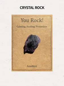 Natural Purple Stone, Healing Energy Stone with Encouragement Blessing Card, Meditation Stone, Natural Crystal Stone for Home Decor, Amethyst Crystal