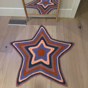 Y2k Handmade Crochet Star Rug - Vibrant Multicolor Design for Home Decor