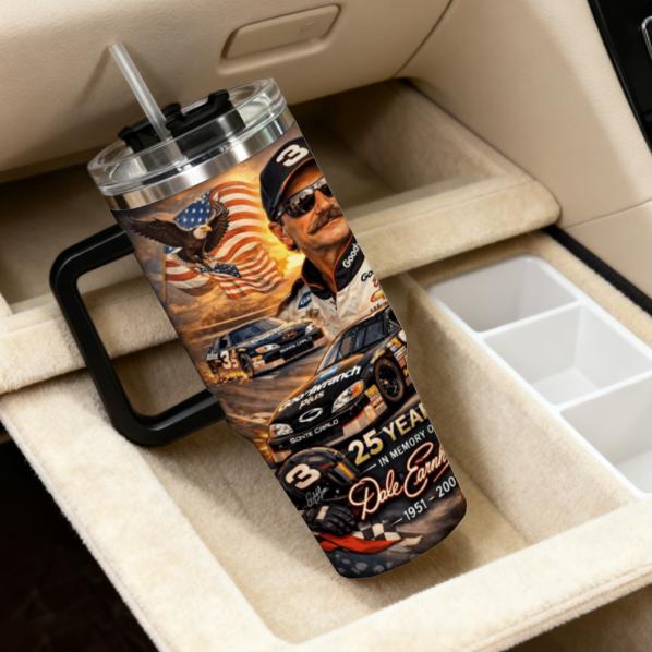 Dale Tumbler 20oz 40oz, Dale 25 years memories Tumblers, Travel Mug with Handle and Straw, Gift For Racing Fans Water Bottles Drinkware Flasks, 4th Of July Bottled