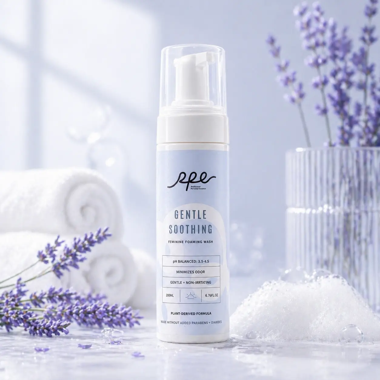 RPE Life Sensitive Soothing Foaming Feminine Wash for Women - Ph Balance - Vaginal Reduces Odor - Natural Ingredients