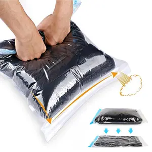 Transparent Compression Space Saver Bags - 12 Pack Self-Sealing Travel Organizers, No Vacuum Pump or Air Extractor Needed, Luggage & Home Packing Accessories