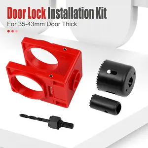 Ball Lock Hole Punch Set Wood Door Lock Drill Bit, Precision Drilling Tool for Secure Installation, Durable Metal Construction, Drill Bits Set