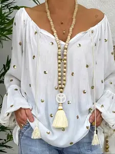 Boho Style Tassel Decor Beaded Necklace, Vintage Y-shaped Long Necklace for Women for Party, Daily Decor, Trendy All-match & Exquisite Jewelry for Birthday Gift