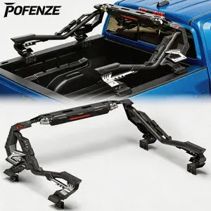 POFENZE-Mestan Full-Size Truck Roll Bar with Chase & Sport Bar, Adjustable 59.84-65.35" Carbon Steel Truck Bed Rack, 22.02" High, Fits Silverado, F-150/F-250/F-350, Tundra, Ram, Titan, GMC Sierra