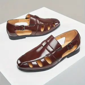 Fisherman'S Sandals Are Breathable in Summer. A Gentleman'S Elegant Design. A Man Wearing Sandals on One Foot