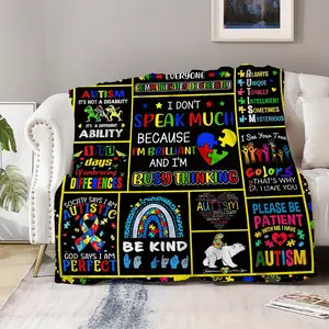 About autism pattern blanket soft flannel sofa blanket TV blanket gift blanket for autism