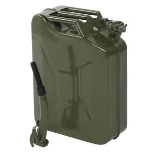 20L Heavy-Duty Steel Jerry Can - Military Green Fuel Container with Self-Venting Spout, Leak-Proof Gas/Diesel Can for Car, Truck, Boat, Generator, Off-Road & Emergency Storage