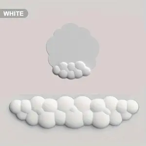Cloud Shaped Design Wrist Rest & Mouse Pad Set, Comfortable & Breathable Memory Foam Mouse Pad Set for Office & Home Use, Cloud Pink Work Desktop Accessories, Mouse Pad for Desk, Gaming Mouse Pad, Gaming Room Accessories, Desk Accessory, Memory Foam