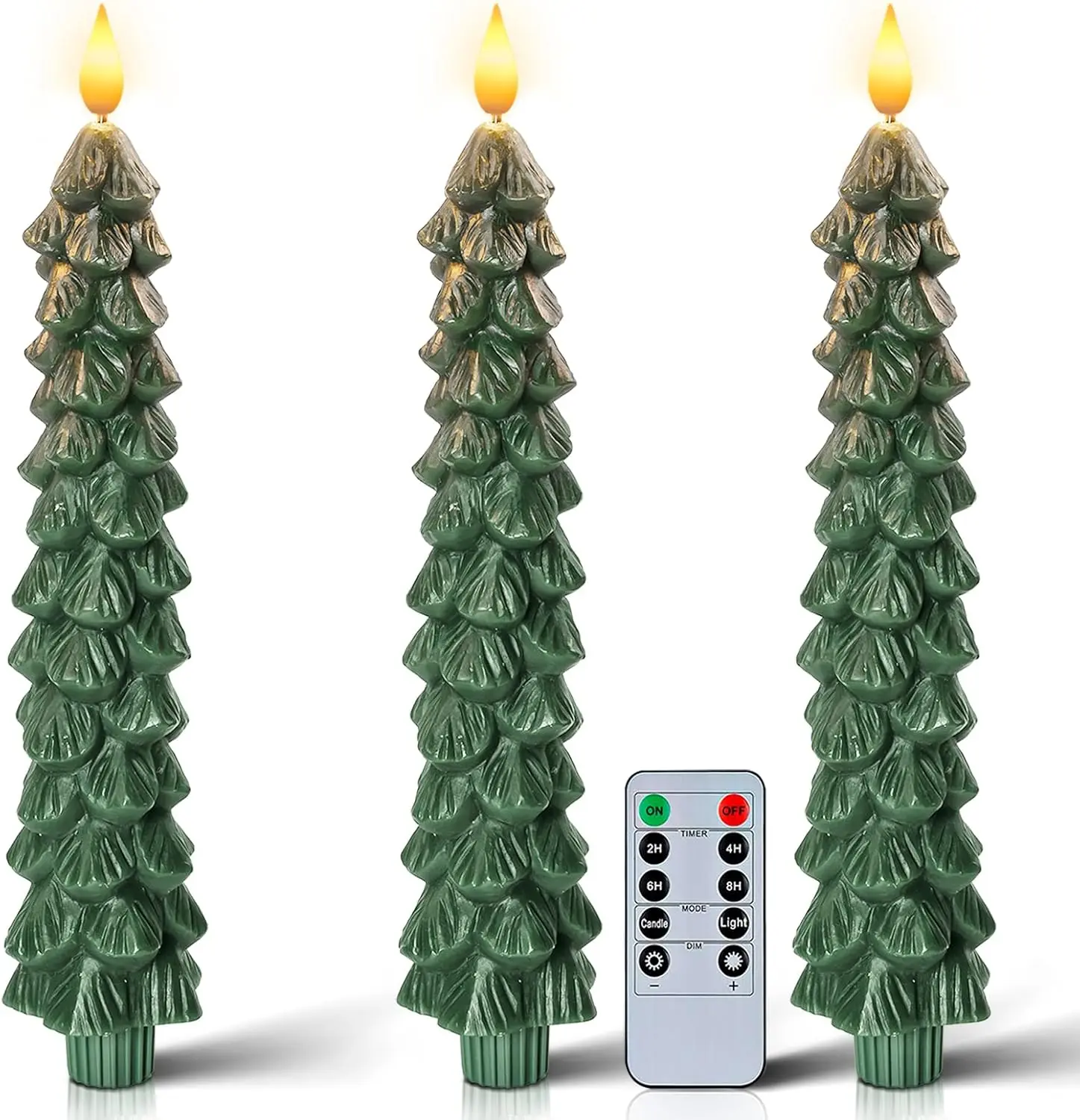 Flameless Christmas Tree Candles with Remote,9.7 Inches Real Waxy Flameless Taper Candles Flickering For Christmas Decoration and Best Christmas Gift