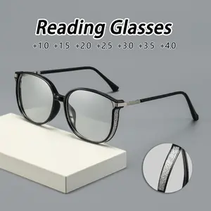 Women's PC Reading Glasses, Fashionable Large Frame, Trending Eyeglasses, High-Quality Vision Aid, Suitable for Near & Far Sight, Daily Wear Eyewear