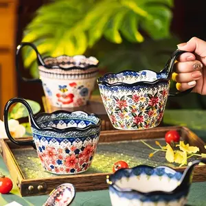 Bohemian Style Ceramic Mug, Insulated Classical Coffee Cup, Perfect for Home or Office Use, 1 Piece Pack