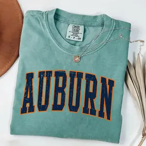 Comfort Colors Vintage Auburn T-shirt, Trendy Outfits Game Day Style 2025 Gift Fan, Collegiate Spirit Wear, Soft Fit Sporty, Football Gift For Her Or Him PTS