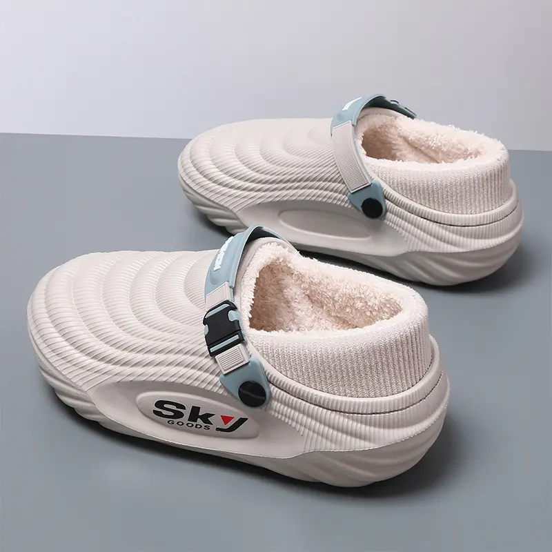 Men’s 2026 new anti-odor soft sole cotton slippers with fleece lining for autumn/winter, thick, warm, non-slip shoes