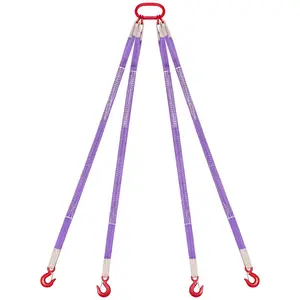 Lifting Sling Straps with Hooks, Polyester Bridle Sling, 6600LB Capacity, Four Leg 5Ft Heavy Duty Rigging Strap, Thickened & Wear-Resistant Webbing Slings for Engines Cranes Hoists Truck