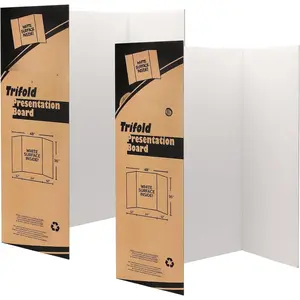 36" x 48" Large Trifold Poster Board, 2 Pack, White Corrugated Project Boards for Science Fair, School Projects, Event Displays and Business Presentations