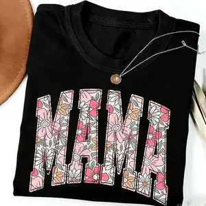 Comfort Colors Boho Floral Mama T-shirt, Mothers Day Gift Trendy Mom Spring Tee Cute Gift For Mom Oversized Tshirt For Women Flowers Mama T-shirt
