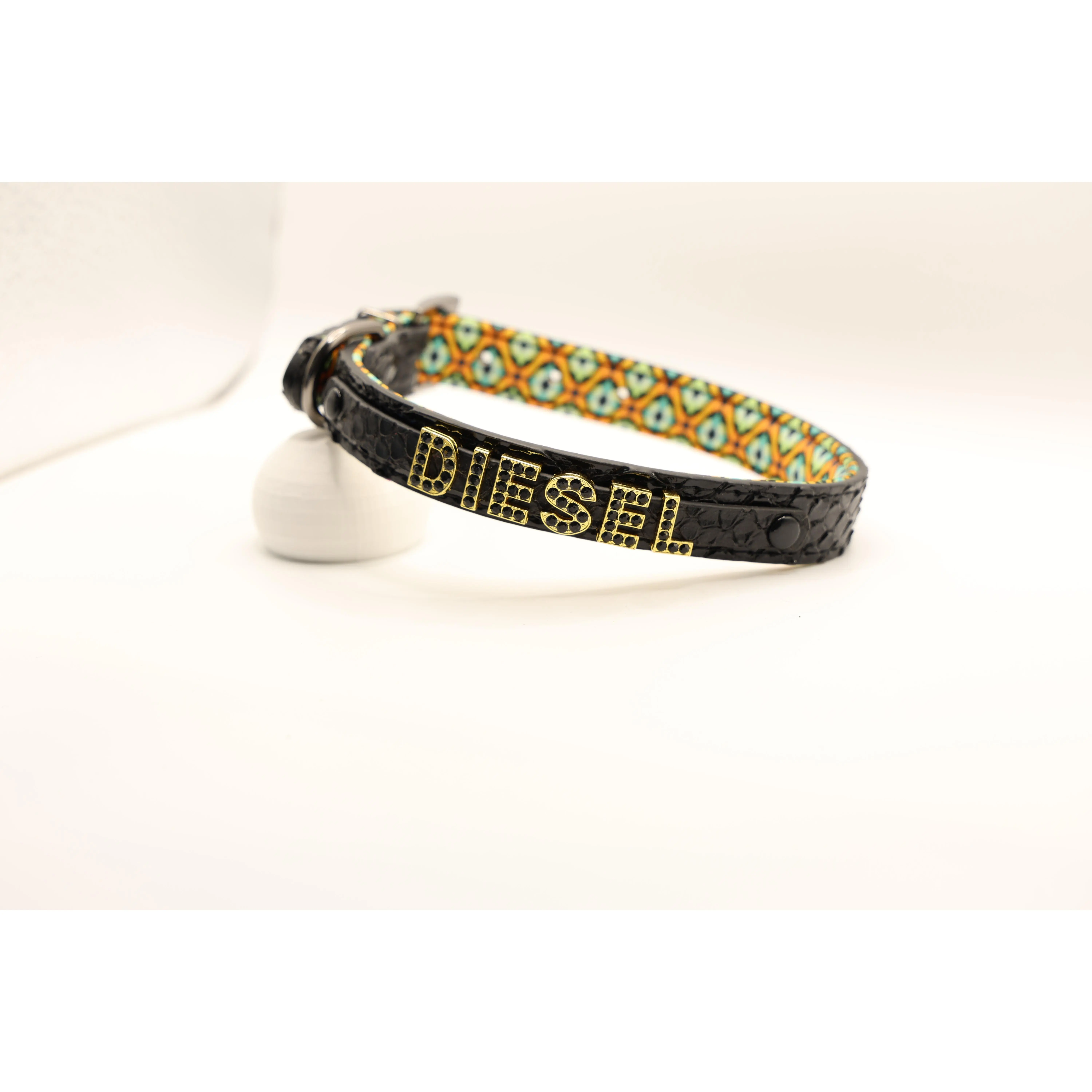 Customizable Dog Collar – Stylish Durable & Comfortable Pet Accessory in Black Plaid Teal & Pink Personalize with Your Dog’s Name Choose Size & Color Small–Large
