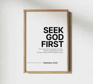 Matthew 633 Seek God First Bible Verse Unframed Wall Art, Christian Home Decor, Printable Christian Wall Art, Bible Verse Poster