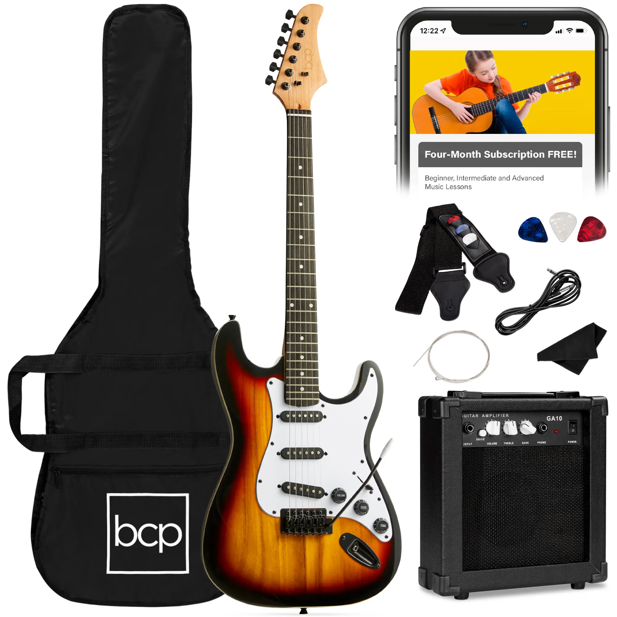 Best Choice Products 39in Full Size Beginner Electric Guitar Kit with Case, Strap, Amp, Whammy Bar Best Choice Products 39in Full Size Beginner Electric Guitar Kit with Case, Strap, Amp, Whammy Bar