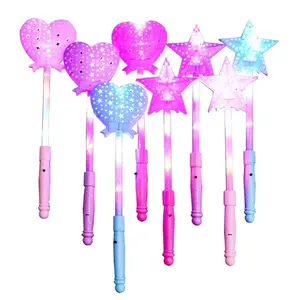 12 PCS LED Heart Wands Multi-Color Flashing Light-Up Magic Sticks for Halloween Party Gifts
