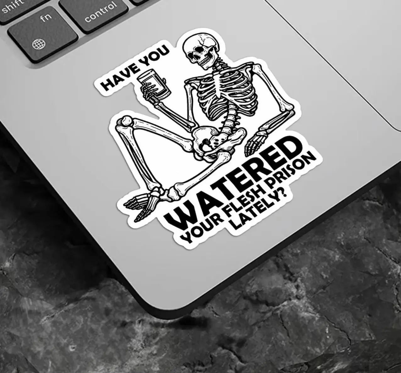 Have You Watered Your Flesh Prison Lately Skeleton Sticker Mental Health Water Reminder Waterproof Die-Cut Vinyl Water Bottle Sticker Gifts ,Laptop Water Bottle Decal Sticker