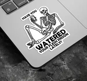 Have You Watered Your Flesh Prison Lately Skeleton Sticker Mental Health Water Reminder Waterproof Die-Cut Vinyl Water Bottle Sticker Gifts ,Laptop Water Bottle Decal Sticker